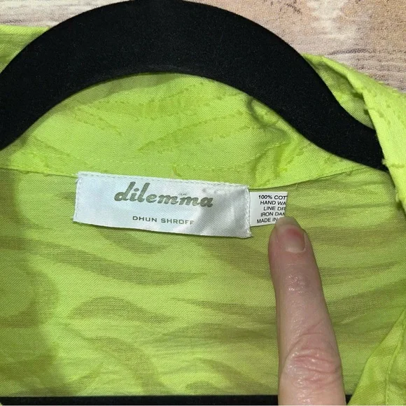 Dilemma by Dhun Shroff Vintage Green Button Up High Low Tunic Dress Size L F2 - Picture 3 of 6